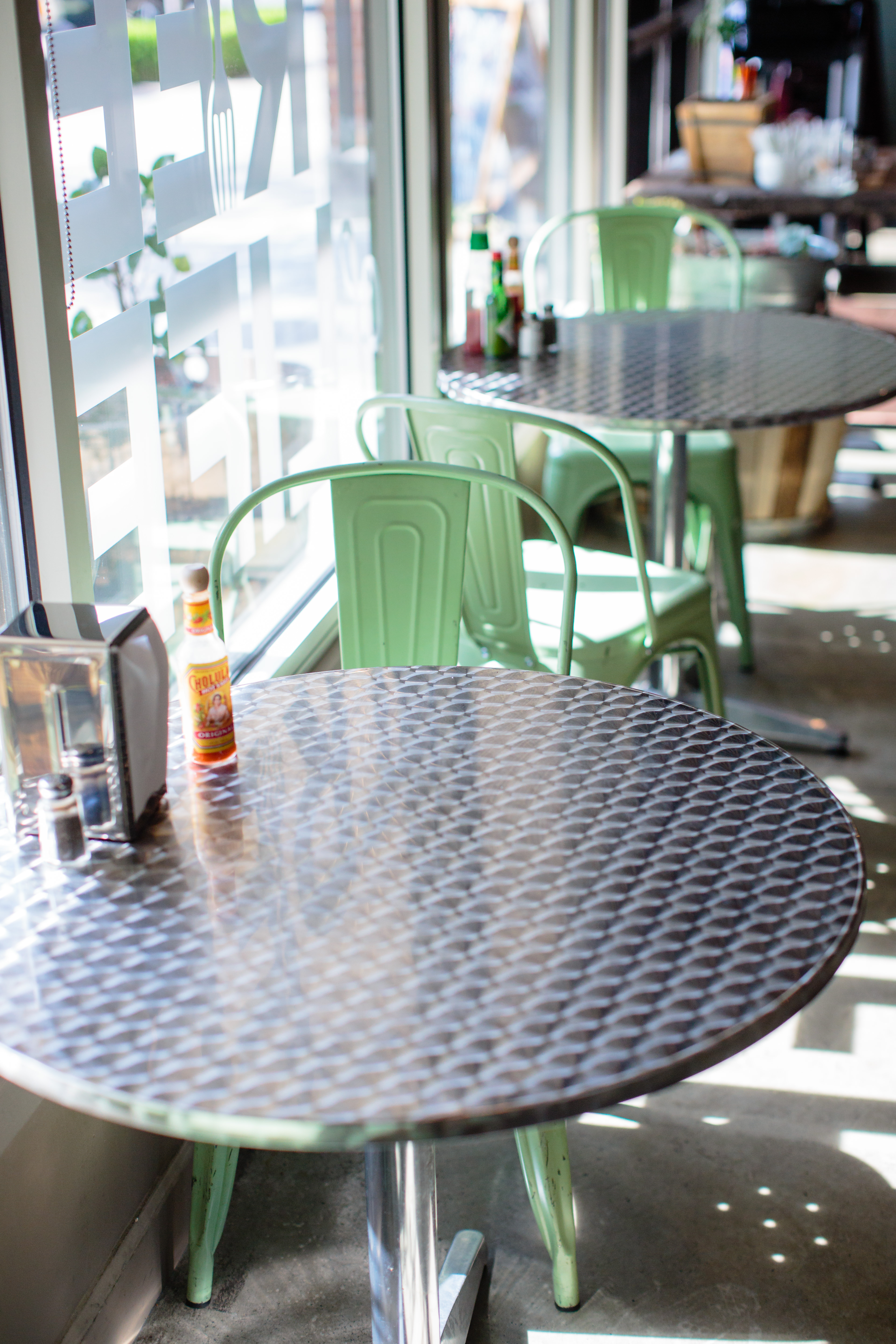 tables at the Tree of life cafe in Fresno