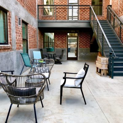 The patio at Hashtag work space in Fresno