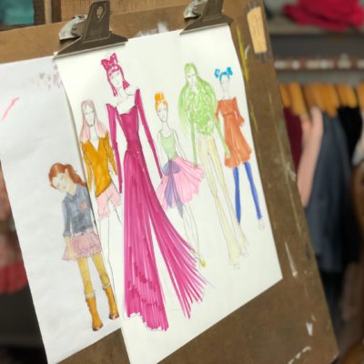 close up of fashion sketches in cavelle kids