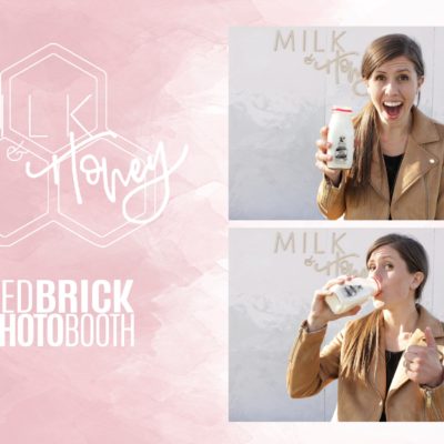 girl takes picture with milk at milk and honey